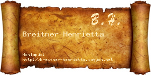 Breitner Henrietta névjegykártya